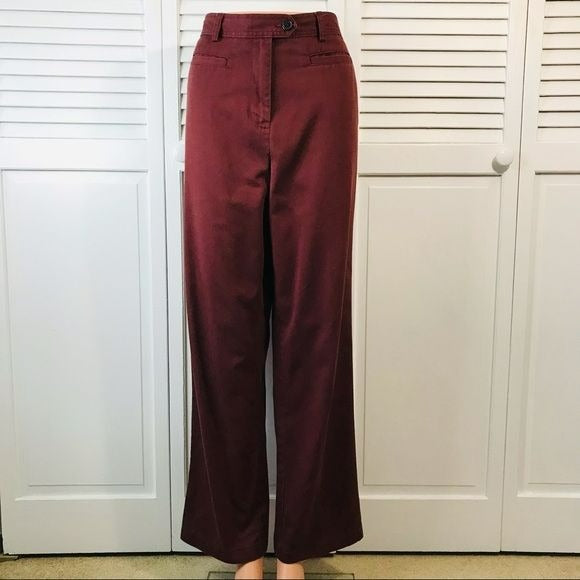 LANDS’ END Dark Red Cotton Blend Pants Size 10