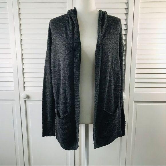 AMERICAN EAGLE Dark Gray Petite Hooded Cardigan Size S