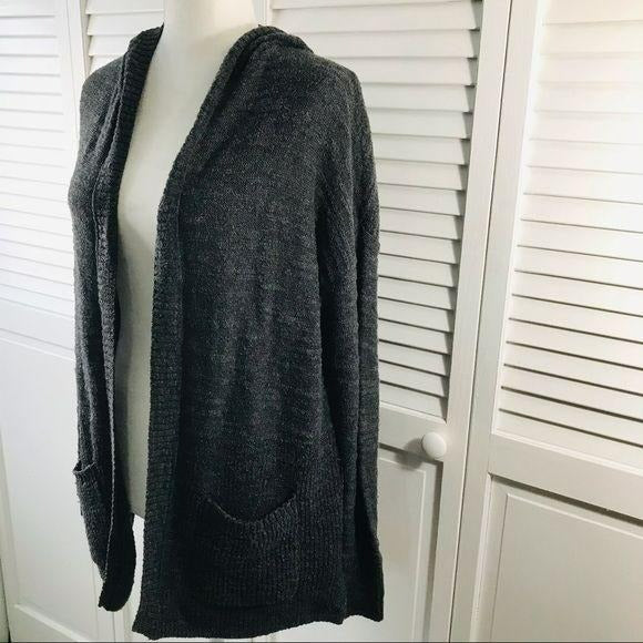 AMERICAN EAGLE Dark Gray Petite Hooded Cardigan Size S