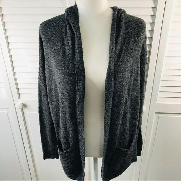 AMERICAN EAGLE Dark Gray Petite Hooded Cardigan Size S