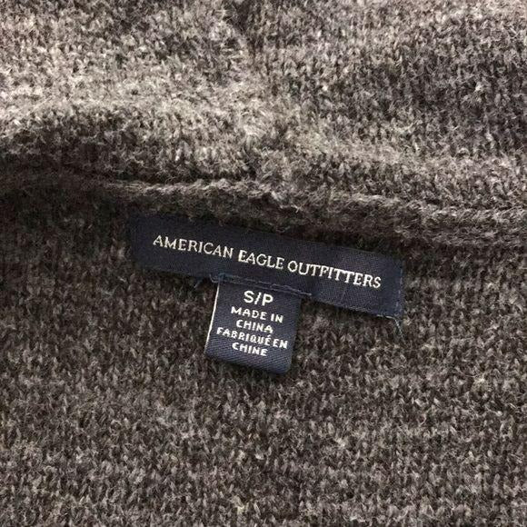 AMERICAN EAGLE Dark Gray Petite Hooded Cardigan Size S
