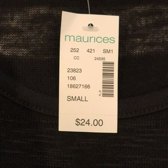 *NEW* MAURICES Black Striped Scoop Neck Short Sleeve Shirt Size S