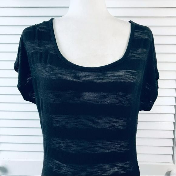 *NEW* MAURICES Black Striped Scoop Neck Short Sleeve Shirt Size S