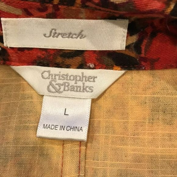 CHRISTOPHER & BANKS Red Orange Stretch Blazer Size L