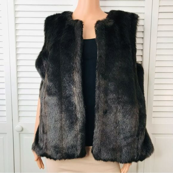 LANE BRYANT Brown Faux Fur Vest Size 14/16