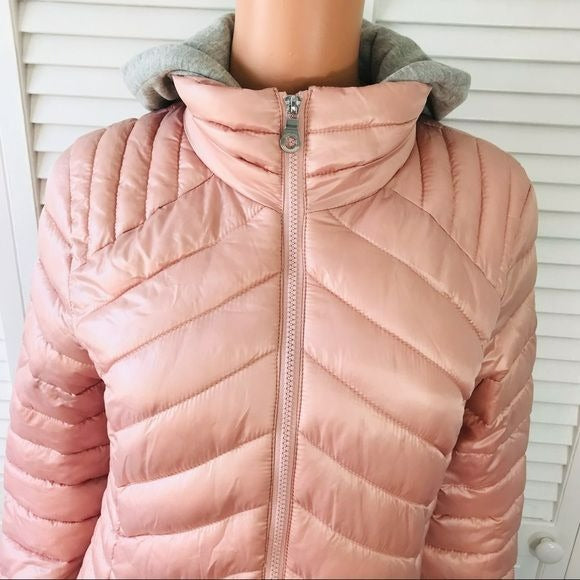 GUESS Pink Lightweight Hooded Puffer Jacket