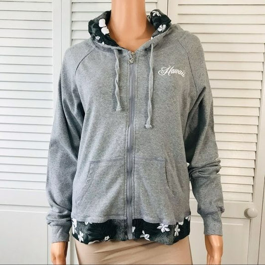 ISLAND DESIGN COLLECTION Gray Floral Tank Top And Zip Up Jacket Size XL