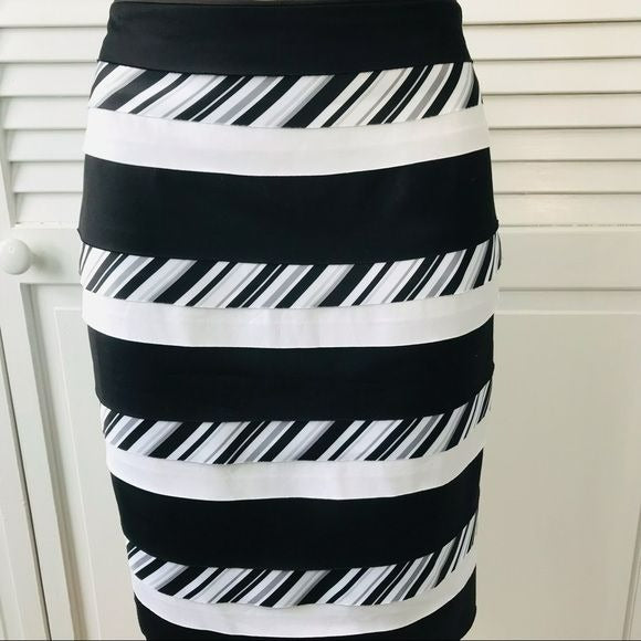 WHITE HOUSE BLACK MARKET Black White Bumble Bee Skirt Size 2 (new with tags)