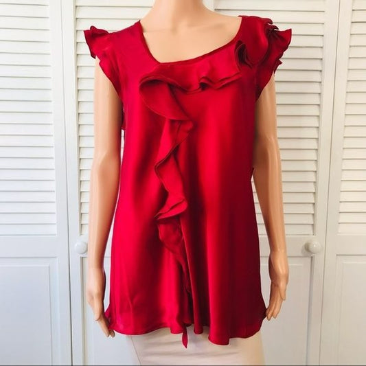 *NEW* SUNNY LEIGH Red Ruffle Sleeveless Blouse Size 1X