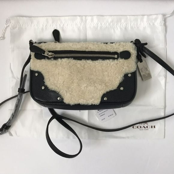 COACH Black Natural Rhyder Sheepskin Leather Cross Body Bag