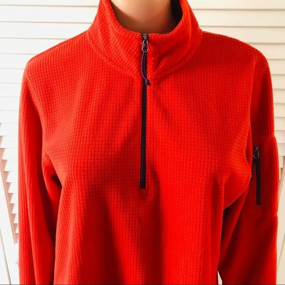 ORVIS Trout Bum Orange 1/4 Zip Pullover Fleece Size L