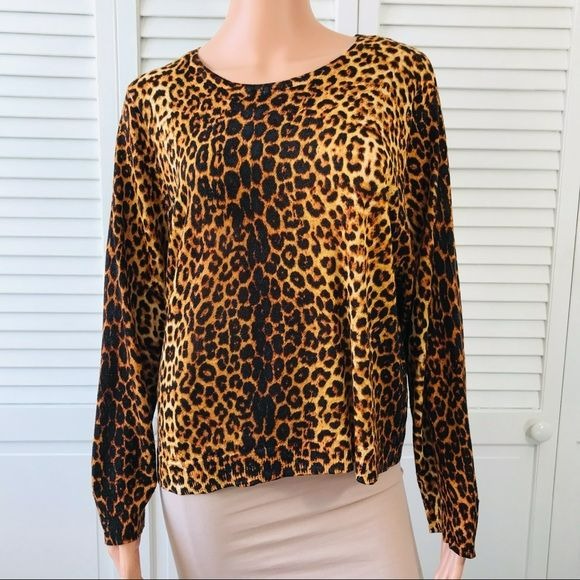 ZARA Brown Black Leopard Print Metallic Sweater Size M (New with tags)