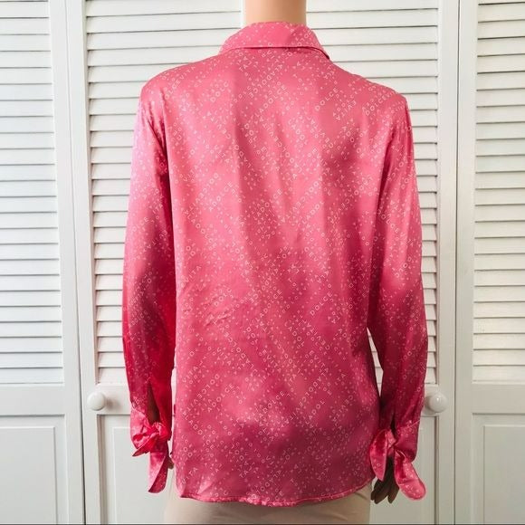 AS By DF Pink Silk Button Down Shirt Size M