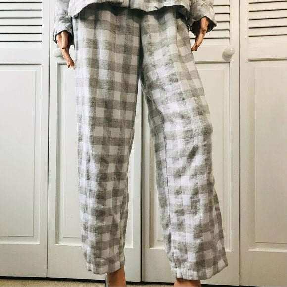 CHARTER CLUB Gray White Plaid Pajama Set Size M