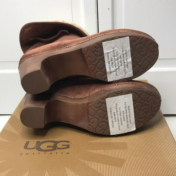 UGG Brown Lynnea Suede Clog Booties Size 9 (New in Box)