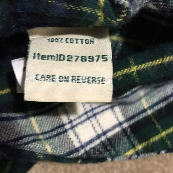 L.L. BEAN Relaxed Fit Plaid Flannel Green Button Down Shirt Size 1X