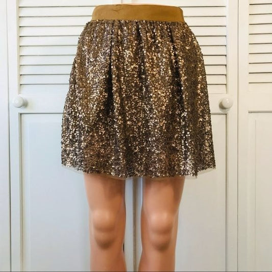 *NEW* J. CREW Gold Sequin Mini Skirt Size 4