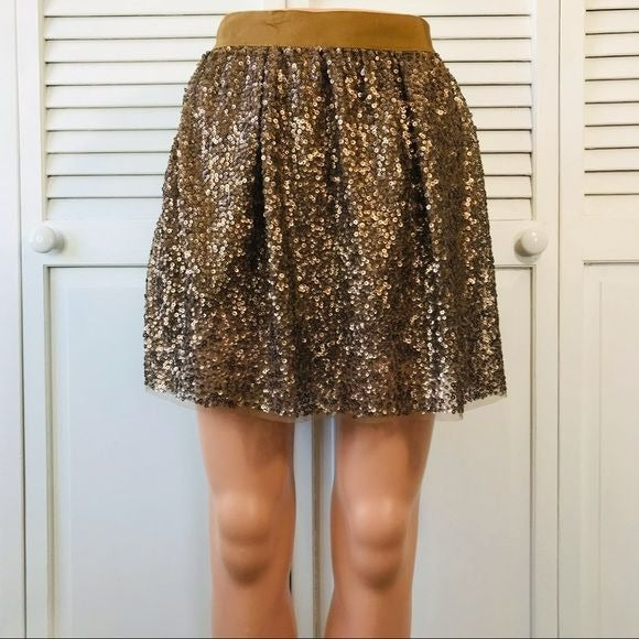 *NEW* J. CREW Gold Sequin Mini Skirt Size 4