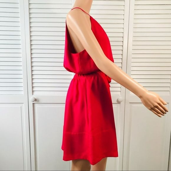 EXPRESS Red Belted Sleeveless Dress With Pockets Size L