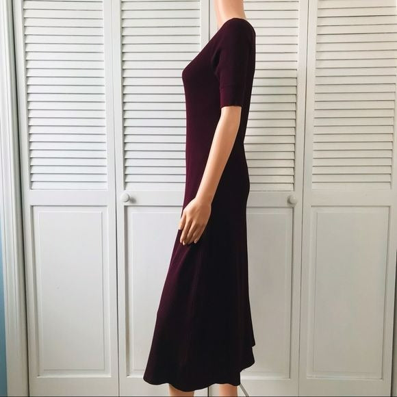 LAUREN RALPH LAUREN Burgundy Short Sleeve Sweater Dress Size XS