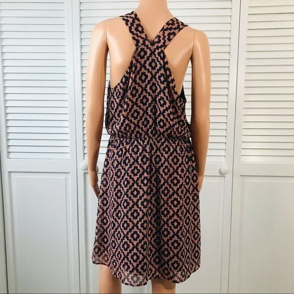 BLACK RAINN Pink Navy Blue Sleeveless Dress Size M