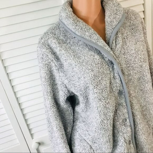 JACLYN INTIMATES Gray Sherpa Jacket Size L