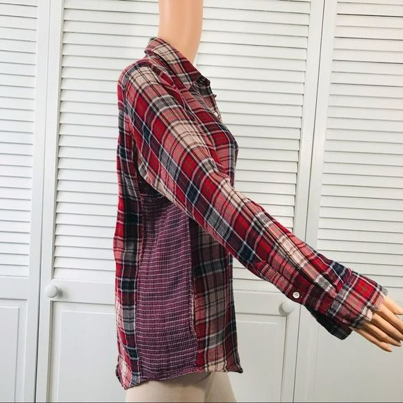 VELVET by Graham & Spencer Yana Red Plaid Pocket Button Down Shirt Size M