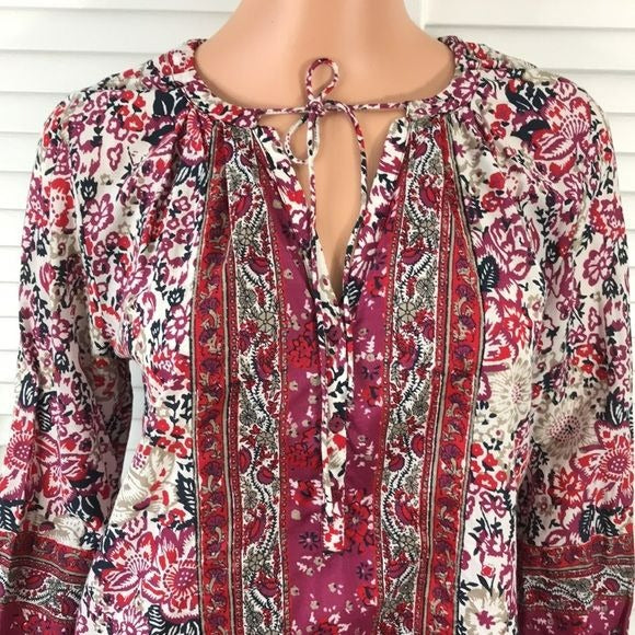 LUCKY BRAND Multicolor Floral Boho Pullover High Low Tunic