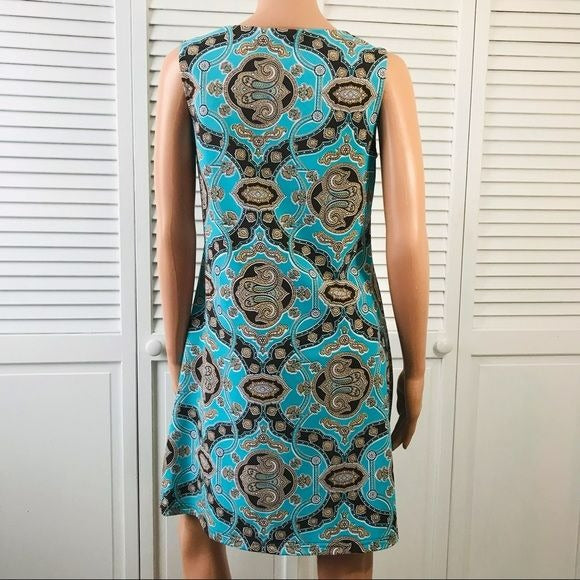 JUDE CONNALLY Turquoises Brown Sleeveless Dress Size M