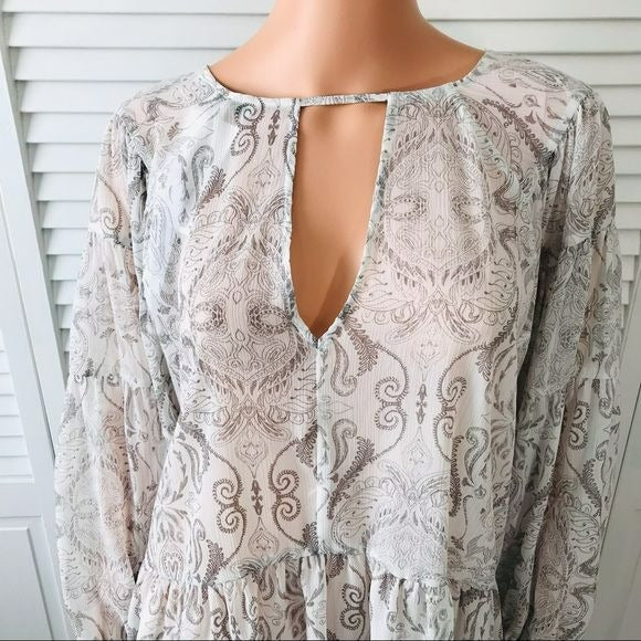 GENTLE FAWN Sheer White Printed Blouse Size M (new with tags)