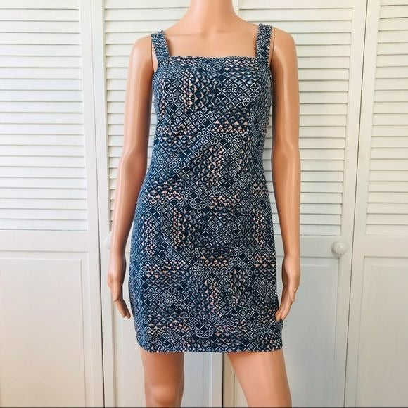 HOLLISTER Blue Geometric Pattern Sleeveless Dress Size M