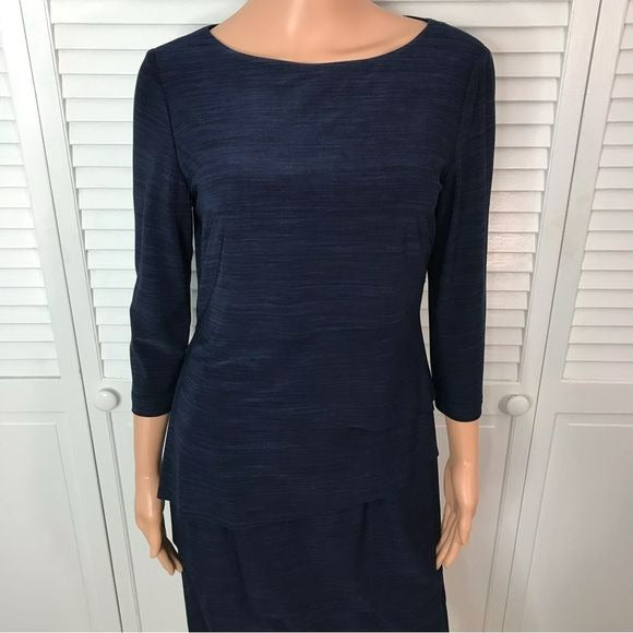 TAHARI Navy Blue Tiered Dress Size 6