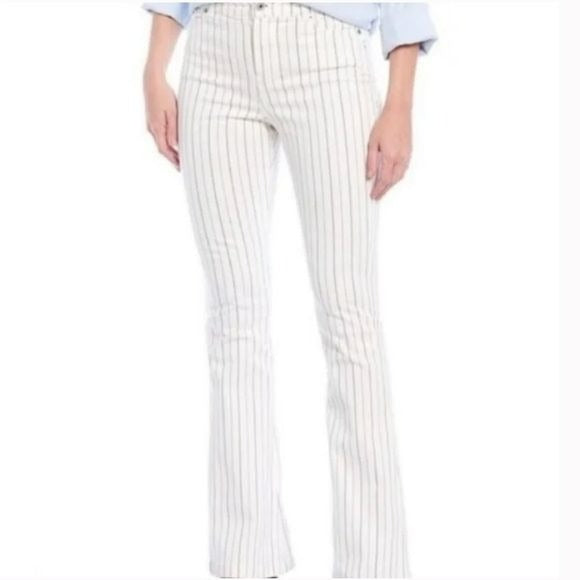 CHELSEA & VIOLET White Stripe Lake Como Flare Jeans Size 27 *NWT*