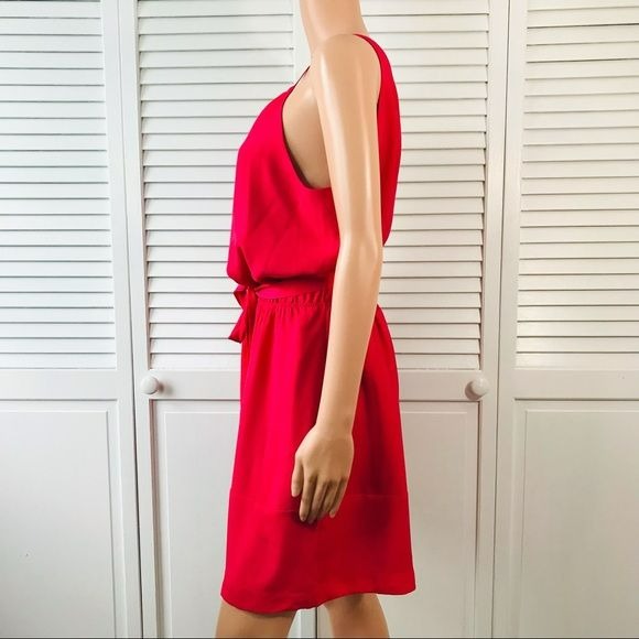 EXPRESS Red Belted Sleeveless Dress With Pockets Size L