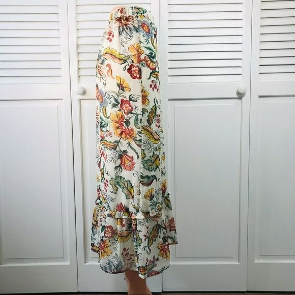 CJ BANKS Ivory Floral Midi Skirt Size 14W (new with tags)