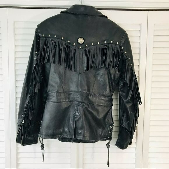 HARLEY DAVIDSON Black Leather Motorcycle Jacket Size M