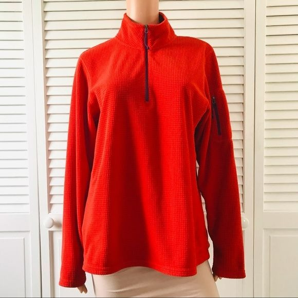 ORVIS Trout Bum Orange 1/4 Zip Pullover Fleece Size L