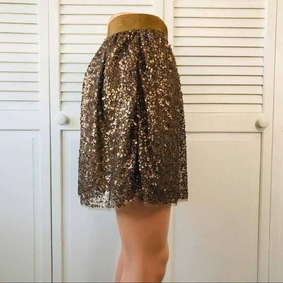 *NEW* J. CREW Gold Sequin Mini Skirt Size 4