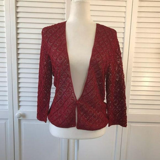 CARMEN MARC VALVO Collection Red Cardigan Size L
