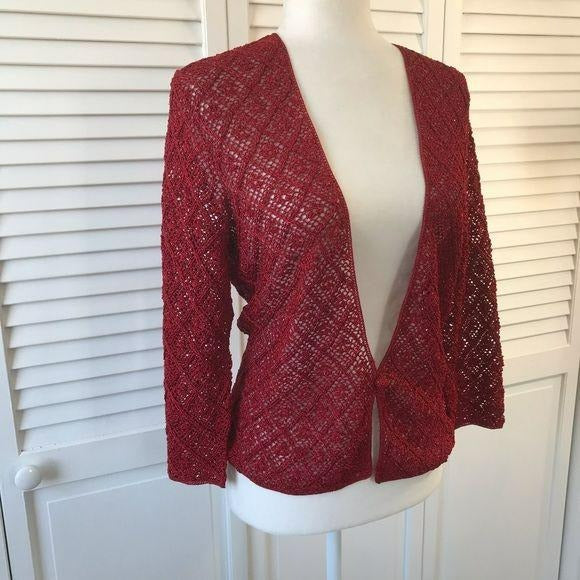 CARMEN MARC VALVO Collection Red Cardigan Size L