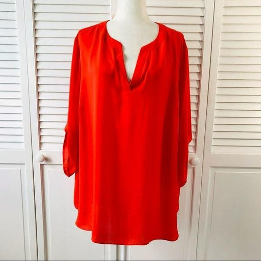 CHAUS Red V-Neck Blouse Size 3X (New with tags)