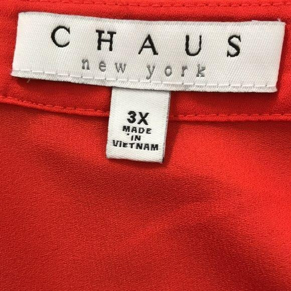 CHAUS Red V-Neck Blouse Size 3X (New with tags)