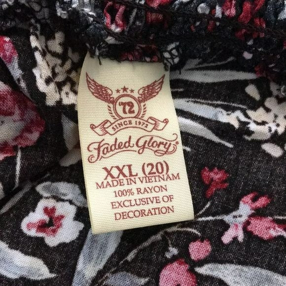 FADED GLORY Black Floral Shirt Size XXL