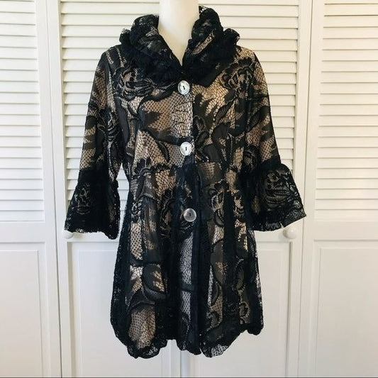 DAMEE, INC Black Floral Lace Jacket