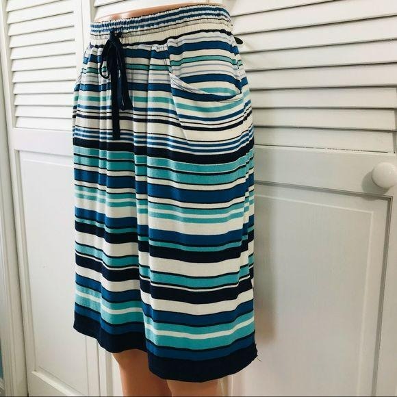 *NEW* MAX STUDIO Blue White Striped Skirt Size S