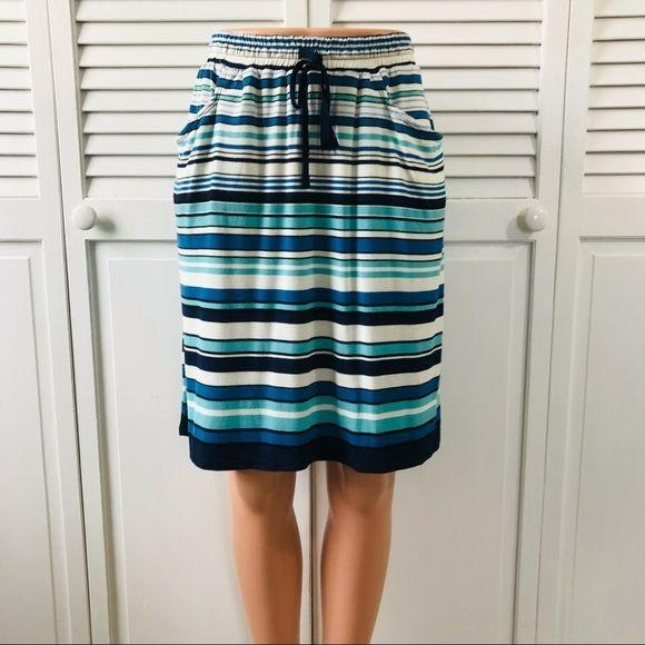 *NEW* MAX STUDIO Blue White Striped Skirt Size S