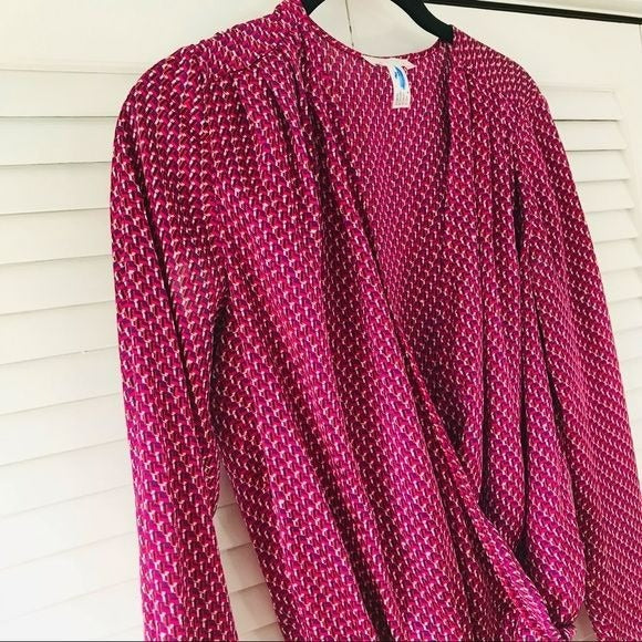 LEITH Pink Black V—Neck Blouse Bodysuit Size XS