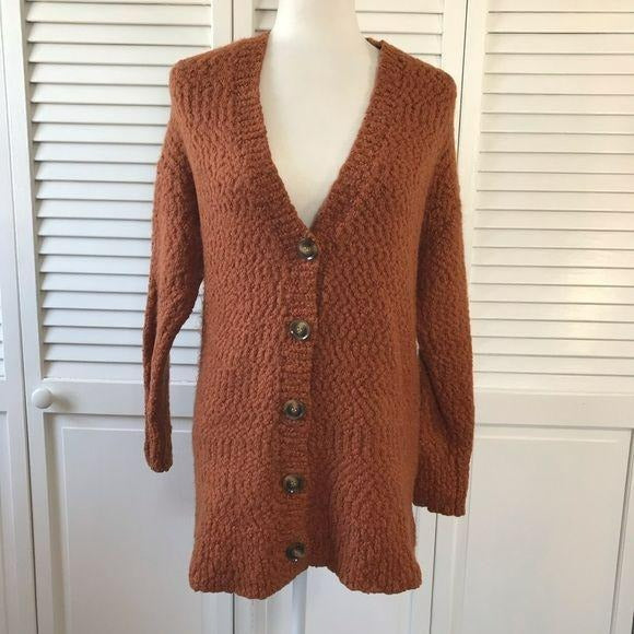 Splendid Rust Button Down Fuzzy Cardigan Size XS