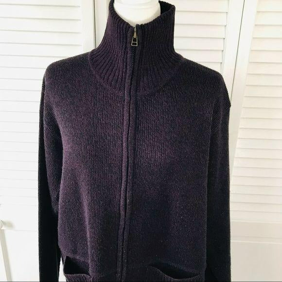 KATIE TODD Purple Zip Front Sweater Size XL