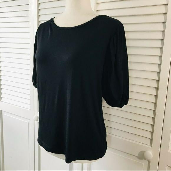 LOFT Black Scoop Neck Short Sleeve Shirt